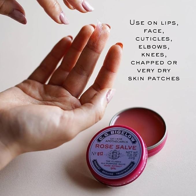 C.O. Bigelow All Purpose Salves, Variety Pack of 3 Lip Balm Tins for Chapped Lips & Dry Skin - Classic Rose, Lavender & Sakura Rose Moisturizing Lip and Skin Salves, 0.8 oz each
