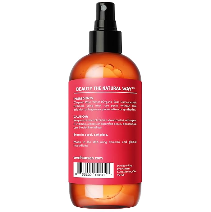 Eve Hansen Skincare Duo: Organic Rose Water Spray (8 oz) & Collagen Face Mask Sheets (Set of 5) – Hydrating & Soothing Care with Hyaluronic Acid & Botanical Extracts – Set of 2 Products