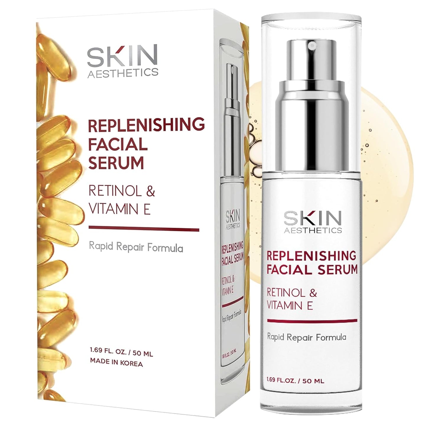 Retinol & Vitamin E Face Serum - Anti-Aging, Blemishes, Fine Lines & Wrinkles Treatment - Dermatologist Tested Korean Skincare - Clean Beauty, Cruelty-Free - 1.69 oz