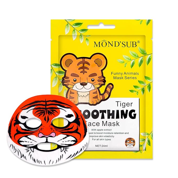 Animal Spa Beauty Mask, Character Masks Sheet-(Pack of 5) KITTY Cat Firming Nourishing & Moisturizing Effects For All Skin Types- Birthday Party Gift for her, Girls Night, Spa Night, Beauty Gift