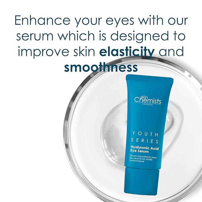 Skin Chemists Hyaluronic Acid 1% Eye Serum | Replumps, Brightens And De-Puffs Eyes | 0.5 Fl Oz