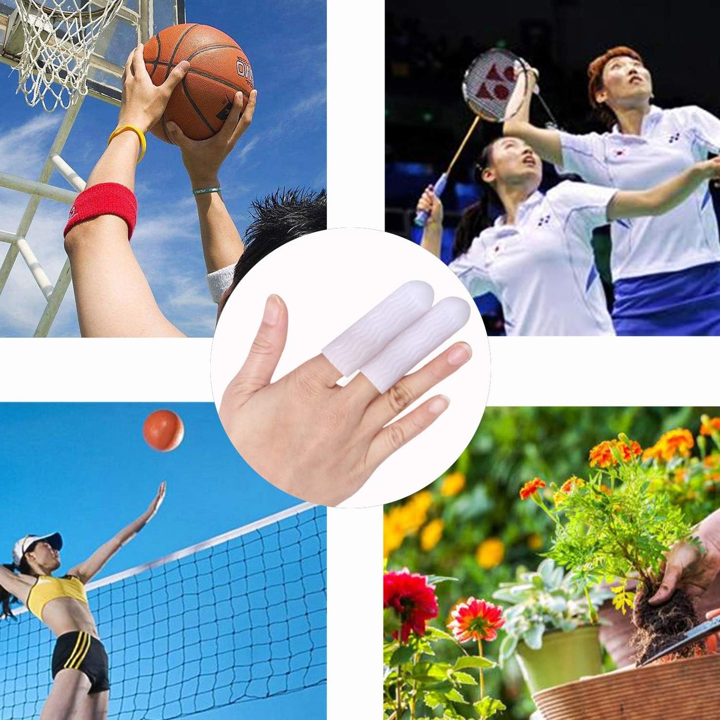 10 Pcs Silicone Finger Protectors, Gel Finger Support, Finger Sleeves Finger Caps for Finger Arthritis, Trigger Finger, Corn Blister, Friction and Rubbing. (White)