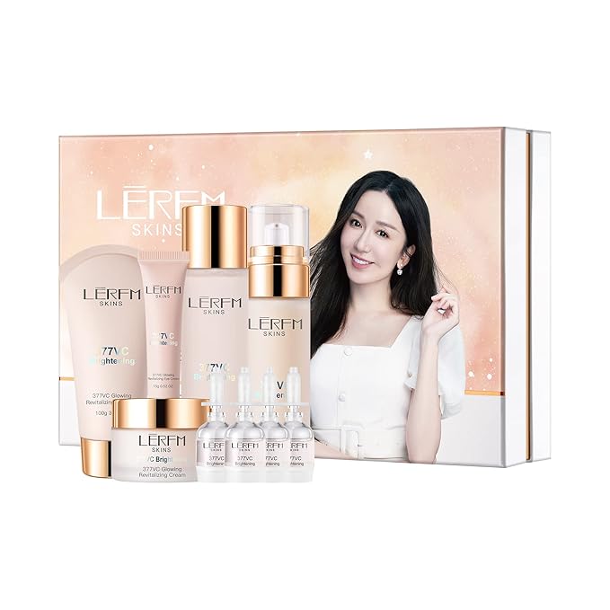 Skin Care Set 9 in 1 Facial Cleanser, Toner, Serum, Face Lotion, Cream & Eye Cream – Hydrating, Anti-Aging &Brightening Daily Routine for Glowing Skin