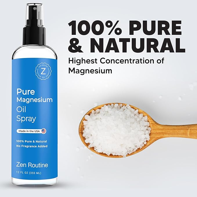 Pure Magnesium Oil Spray - 12 fl oz, 100% Organic Magesium Oil - Made in The USA