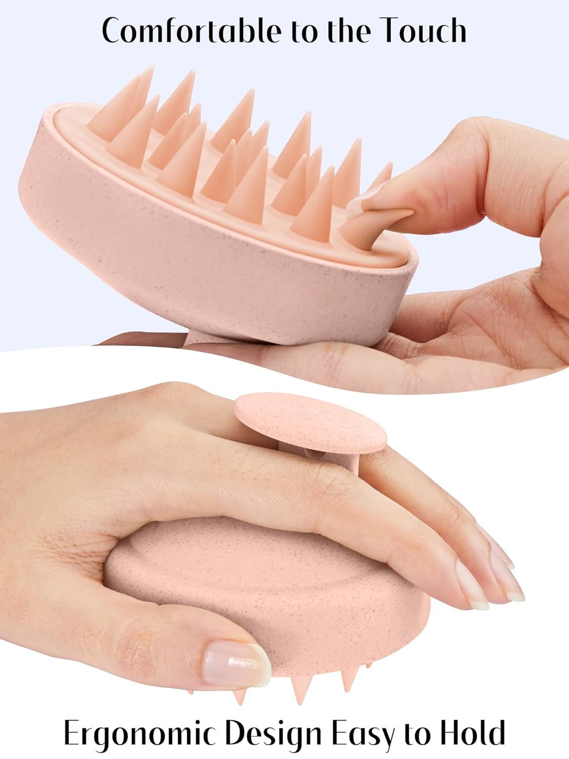 HEETA Scalp Massager Hair Growth, Silicone Scalp Scrubber Shampoo Brush for Exfoliation, Dandruff Removal & Head Massage Stress Relax, Wet & Dry Use for Thick, Thin Hair Care, Wheat Straw Light Pink