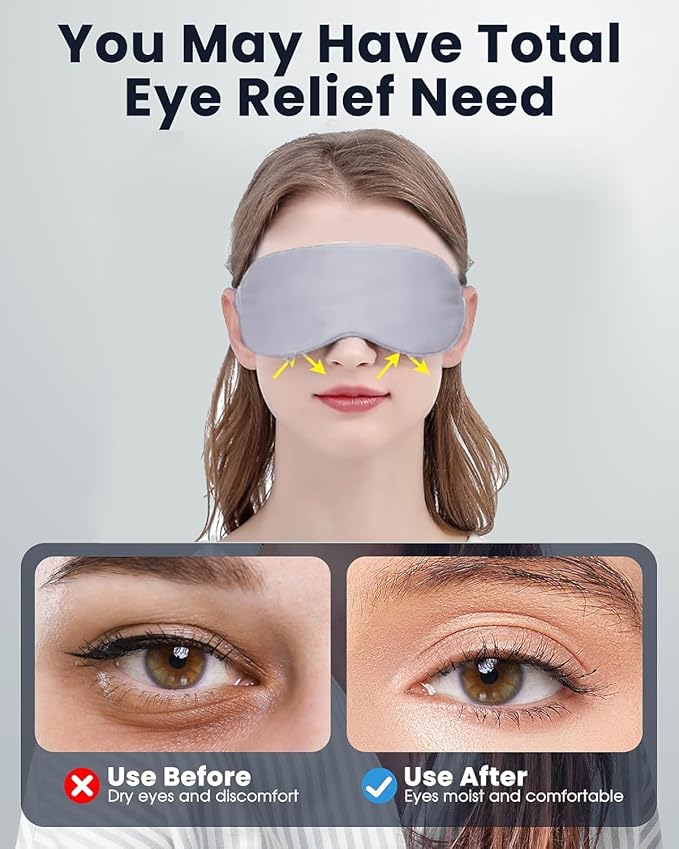 Heated Eye Mask for Dry Eyes,FSA HSA Eligible,Syndrome, MGD, Blepharitis, Stye Eye Treatment,Warm Compress for Eyes, Cool Eye Masks for Dark Circles and Puffiness,Soothe Eye Discomfort.(Grey)