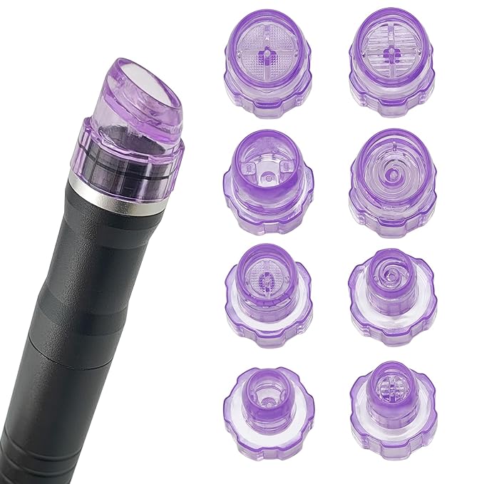 Elitzia Plastic Dermabrasion Microderma Heads Facial Aqua Peel Tips Water Peeling Caps Facial Care Skin Cleaning Tool Beauty Machine Replacement Spare Parts 8pcs Per Set （Lilac）