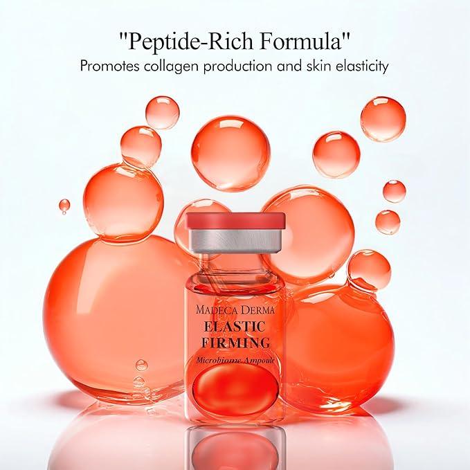 MADECA DERMA Elastic Firming Microbiome Ampoule – Hydrating Korean Skincare with Hyaluronic Acid, Collagen & Peptides for Firmness, Elasticity, Fine Line Reduction & Rejuvenation (0.23 fl oz x 5)