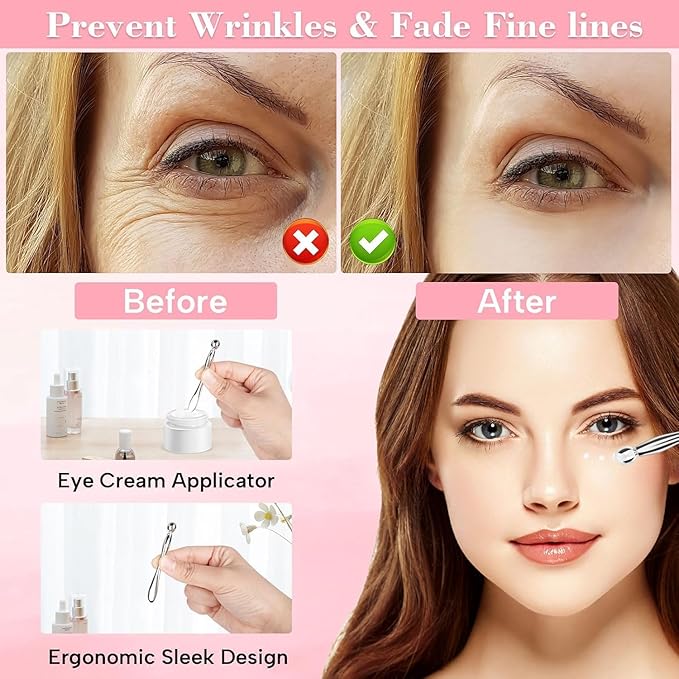 Under Eye Patches Silicone2 Pcs Reusable Eye Patches, Plump Fine Lines & Wrinkles with Metal Eye Cream Applicator, Tin Case