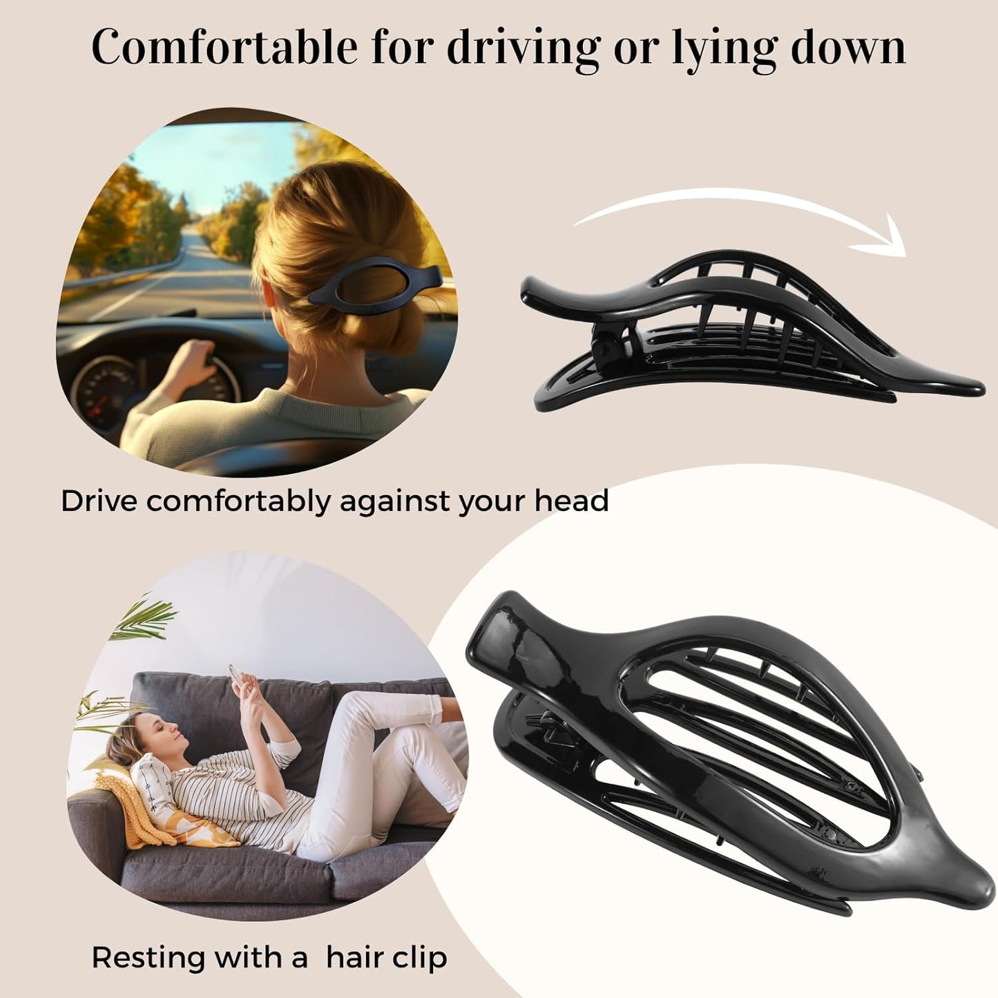 8 Pack Glossy Black and White Flat Hair Clips – High-Shine Claw Clips for Women, Non-Slip Strong Hold Hair Accessories for Daily Styling, Minimalist Fashion Clips for Work or School