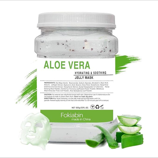 Jelly Mask for Facials, Hydrating & Moisturizing Peel-Off Rubber Gel Face Mask Skin Care for Deep Hydration & Glow, 23 Fl Oz Jar Professional Spa Use for All Skin Types with Aloe vera essence