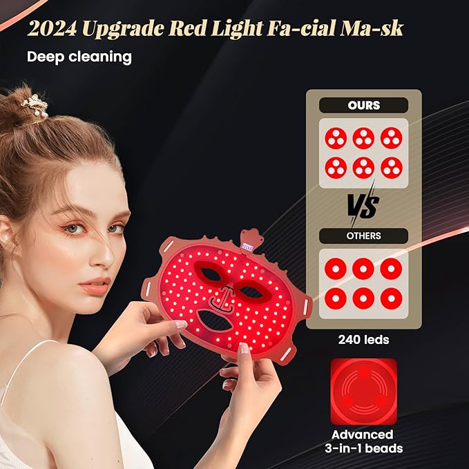 Red Light Therapy Mask for Face, Wireless 7 Colors Led Face Mask Light Therapy, Portable Face Light Therapy, Red Light Therapy Mask Skin Care, for Wrinkle Reduction Anti Aging, Improve Skin