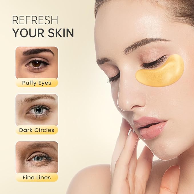 20 Pairs 24K Gold Under Eye Patches Face Masks Dark Circles Puffy Eye Bags Collagen Skincare Spa Trip Gift Eye Mask