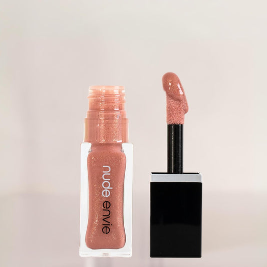 nude envie - Lip Gloss - High-Shine Finish - Moisturizing & Easy Application - Luxury Hydration - Non-Sticky Formula - With Vitamin E & Glycine Soja Oil - Vegan, Paraben-Free & Cruelty-Free - Sweet