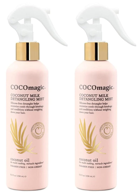Cocomagic Coconut Milk Detangling Mist | Extra Moisturizing Leave-in Detangler | Restore Vibrancy and Boost Shine | Non-Greasy Formula | Paraben Free, Cruelty Free, Made in USA (8 oz, 2 Pack)