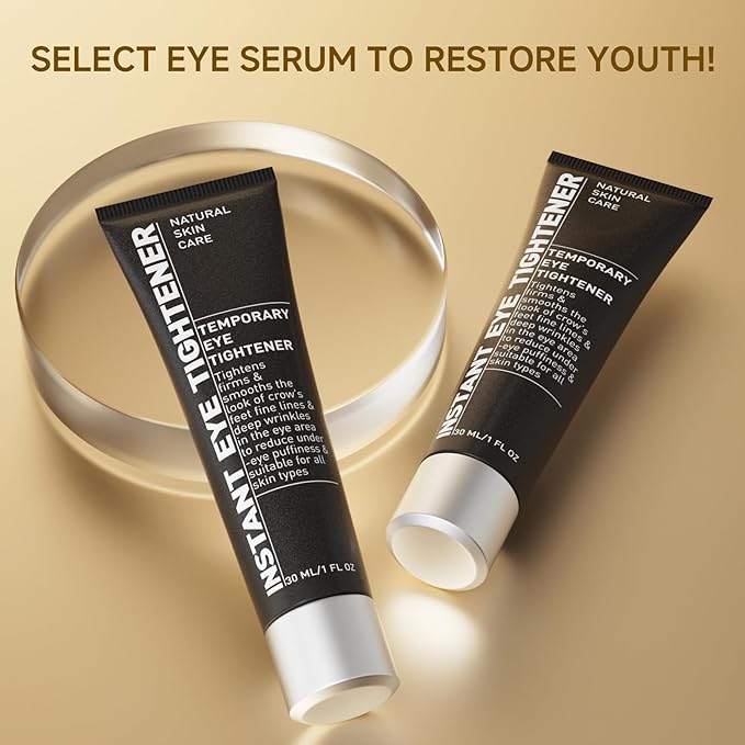 Under Eye Bags and Wrinkles Filler, Under Eye Cream Temporary Instant Visibly Reduces Wrinkles Dark Circles Fine Lines, Eye Tightening and Lifting Cream for Women Men, 30ml, 2 Packs