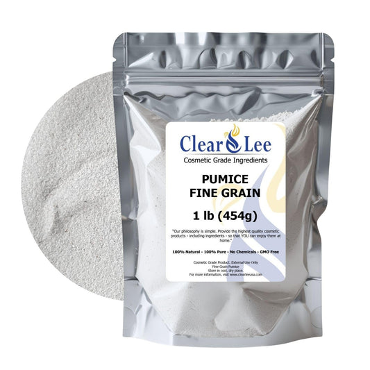 ClearLee Cosmetic Grade Pumice - 100% Pure Natural Grain/Powder - Great for Skin Exfoliation in DIY Soaps, Masks, Scrubs for Face, Body, Foot (1lb, Fine Grain)