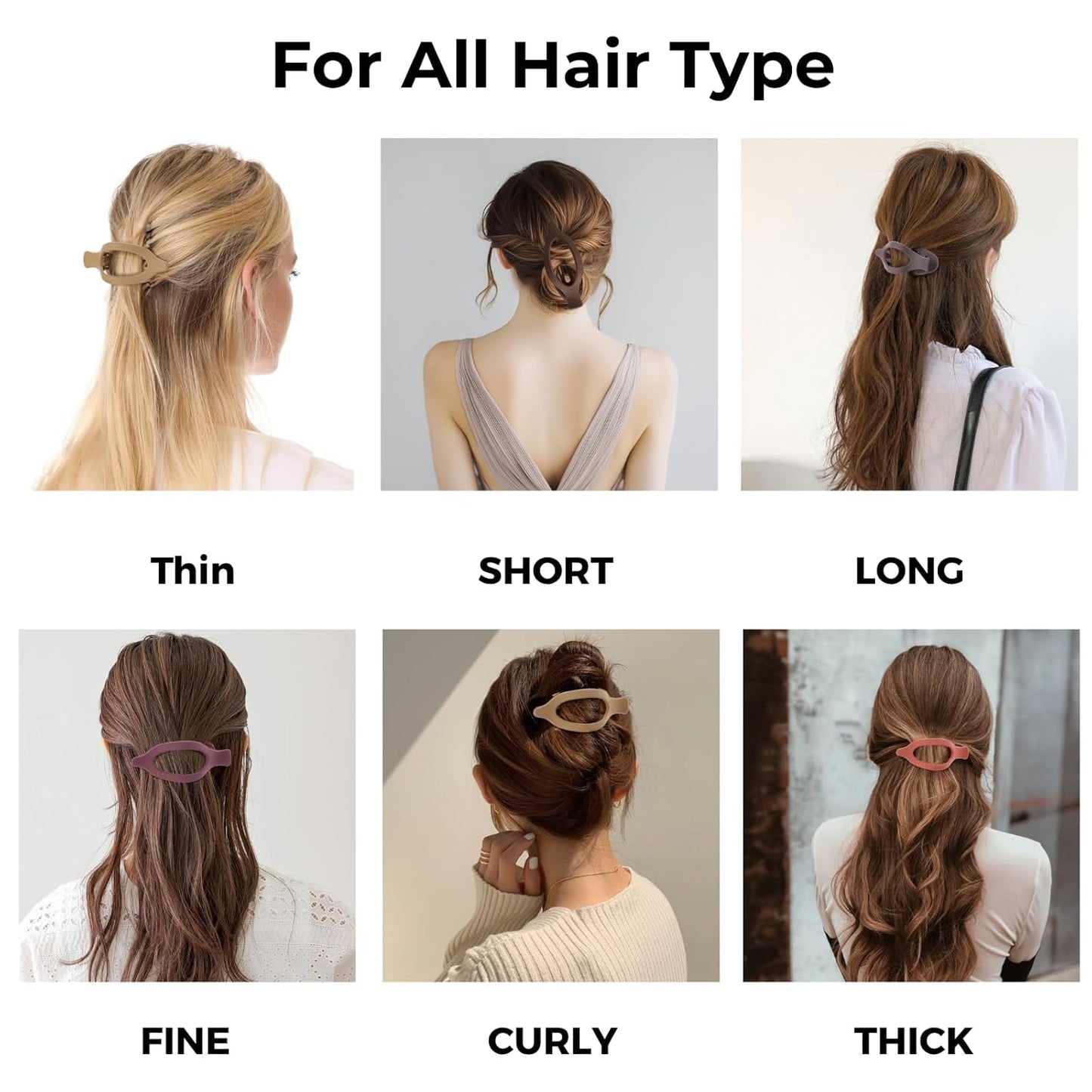 8 Pack Flat Brown Hair Clips – Neutral Matte French Brown Claw Clips for Women, Strong Hold Non-Slip Hair Barrettes for Everyday Office or Coffee Look