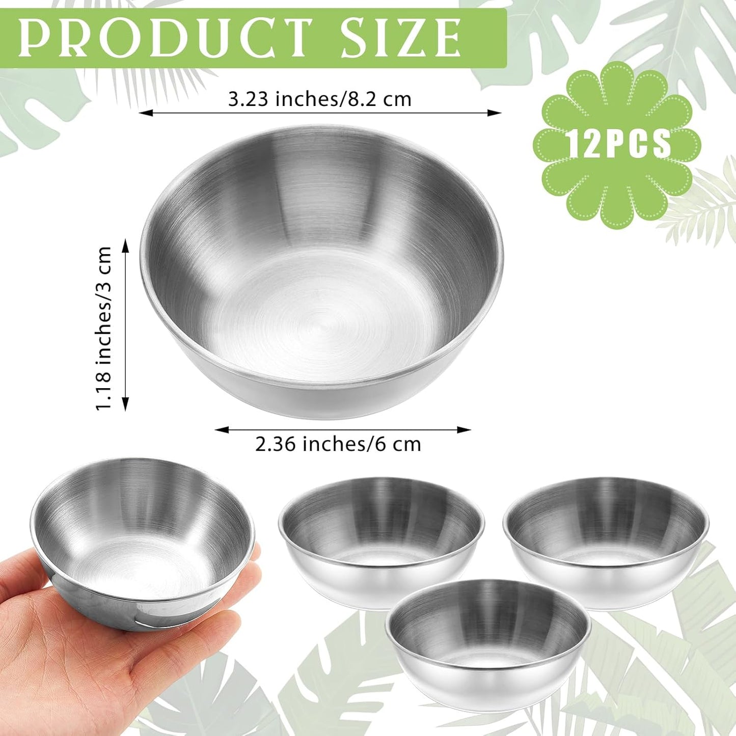 12 Pcs 3.23 In DIY Face Mask Bowl Stainless Steel Esthetician Facial Mask Bowl Small Facial Esthetician Supplies for Women Skincare Products Lady Home Salon Cosmetic Beauty (Silver)