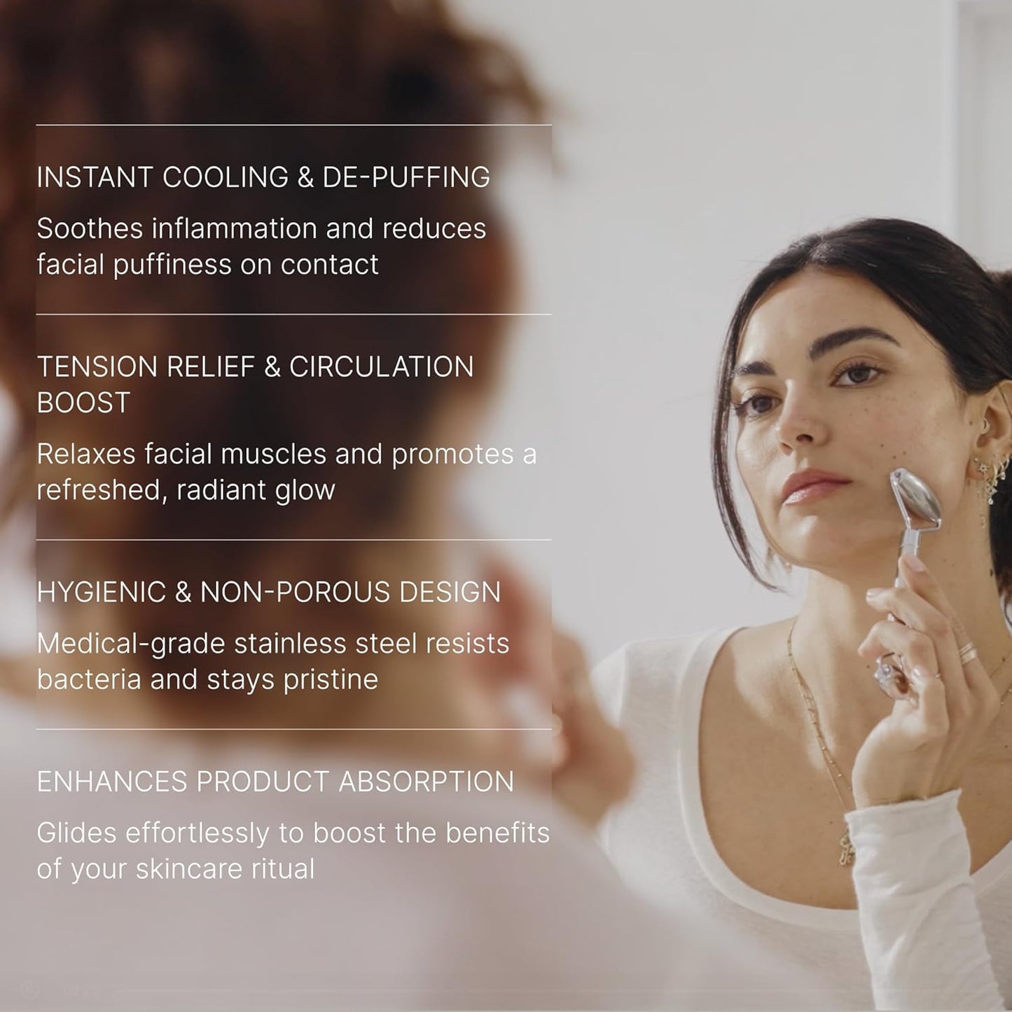 304-Grade Stainless Steel Facial Roller, Face Roller for Eyes, Double Chin, Jawline & Neck, Reduce Puffiness & Improve Wrinkles, Massage Tool for Anti-Aging, Lifting & Lymphatic Drainage