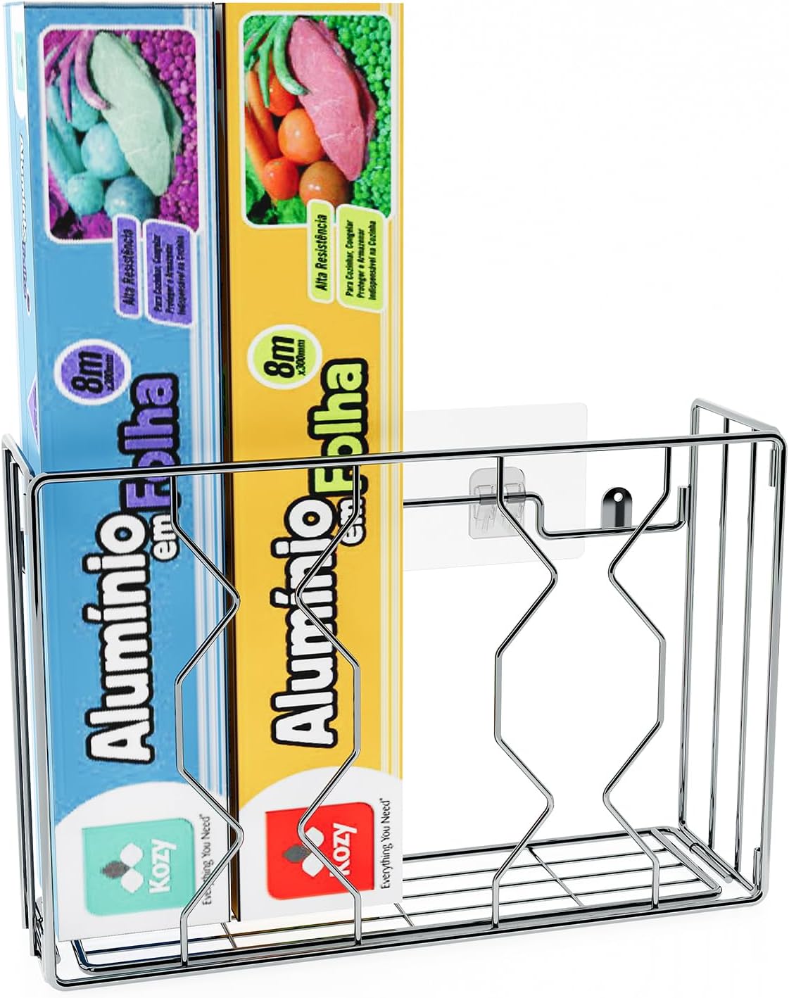 YQh Kitchen Cabinet Organizer, Cabinet Door Storage, Pantry Door Wall Mounted Packaging Organizer, For Cutting Boards, Sandwich Bags, Aluminum Foil Storage, Durable Stainless Steel Material