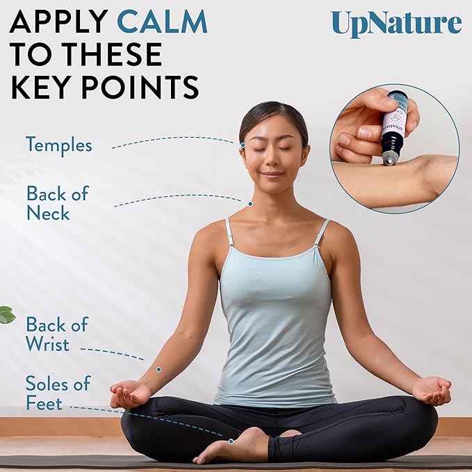 UpNature Calm Essential Oil Roll On - 100% Natural Stress Relief Aromatherapy - Relaxation Self Care Gifts for Women & Men