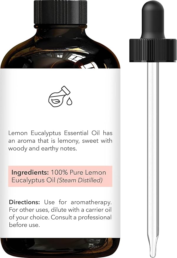 Brooklyn Botany Lemon Eucalyptus Essential Oil - Huge 4 Fl Oz - 100% Pure and Natural - Premium Grade with Dropper - for Aromatherapy and Diffuser