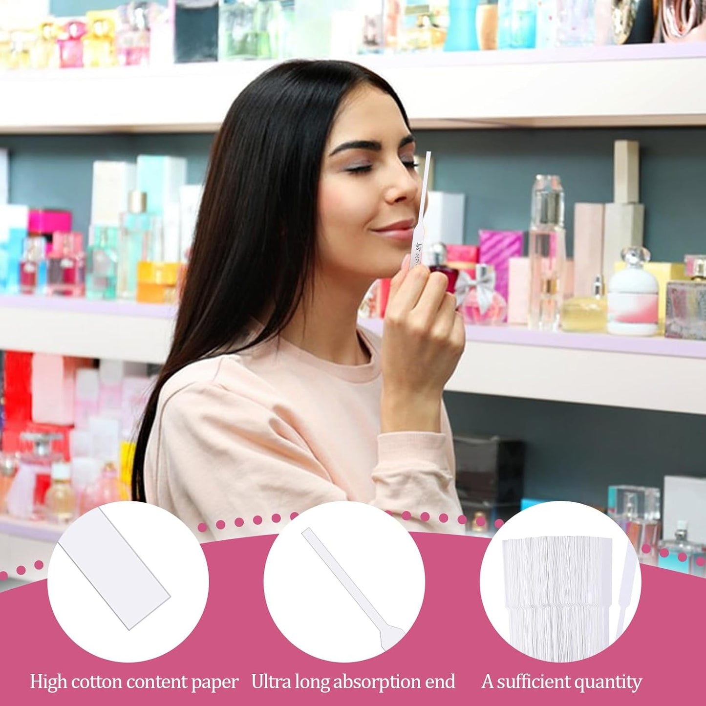 2000PCS Perfume Tester Strips Disposable Fragrance Strips Pure White Strong Absorbent Blotter Essential Oils Test Paper Card for Diffuser Aromatherapy Scents Spice Testing