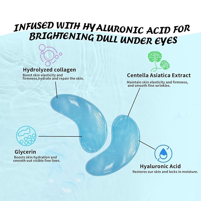 24k Gold Under Eye Patches & Hyaluronic Acid Eye Masks, Collagen Eye Patches for Dark Circles Undereye Bags Wrinkles and Puffiness, Eye Skin Care Gift for Her