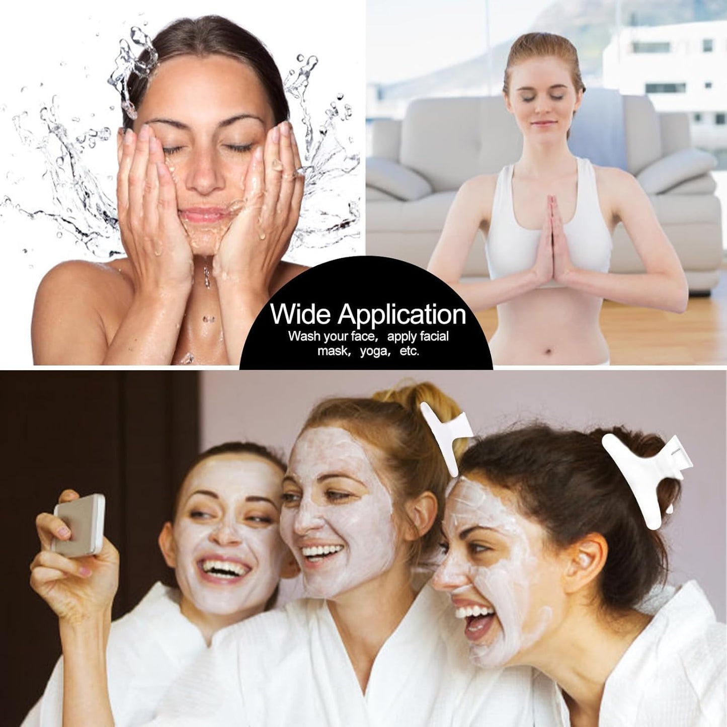 Ondder 24 Pcs White Butterfly Hair Clips for Styling and Sectioning - Pro Claws Clamps for Cutting, Coloring - Hair Accessories for Women Girls