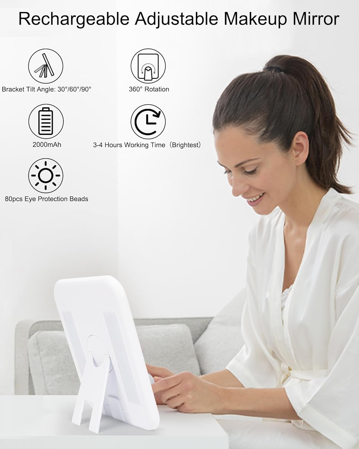 Relavel Makeup Bag with Light Up Mirror, Makeup Case Travel Cosmetic Bags Brush Organizer Storage Box, Rechargeable Vanity Mirror with 3 Color Lights, High Frame Mirror Protection (Black)