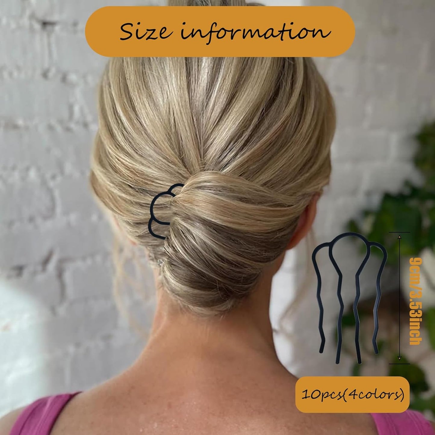 10 Pieces Hair Side Combs Metal Fork Clip French Twist Comb Updo Stick, U-Shape Teeth Styling Tools Messy Bun Maker Vintage Hairstyle Hair Pins Hair Accessories (muticolor)