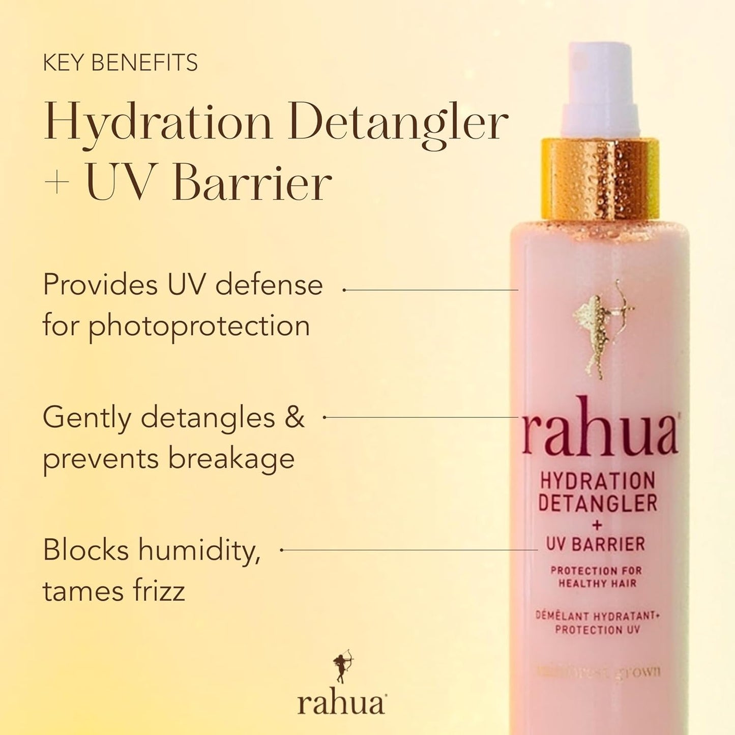 Rahua Hydration Detangler Spray + UV Barrier, Vegan Leave In Hair Spray, Conditioner for Added Shine, Damage Protection, Humidity & Frizz Control, Oil, Morete & Mango, All Hair Types, 6.5 Fl Oz
