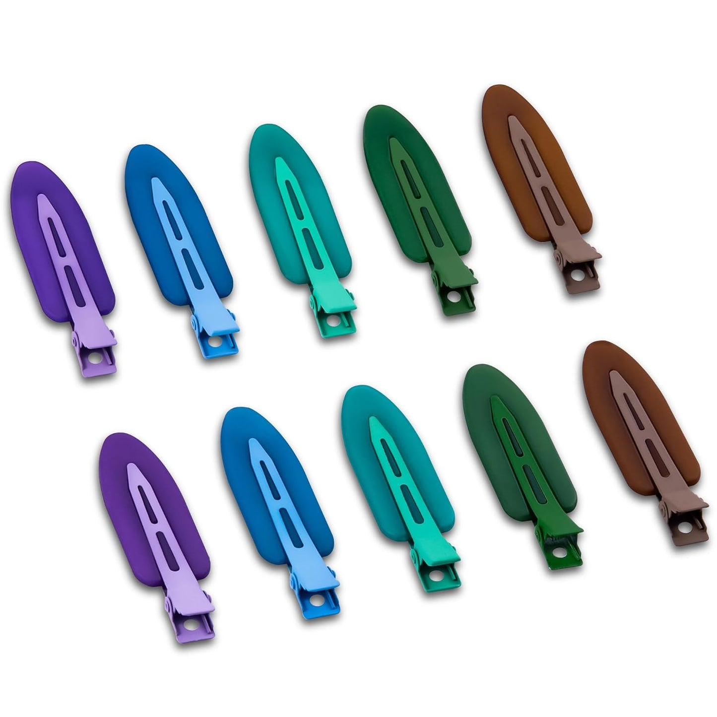 10 Pcs Creaseless No Crease No Bend Flat Hair Clips For Styling Non Slip Makeup Clips For Women Salon Hairstyle,Matte Brown Dark Blue Purple Green