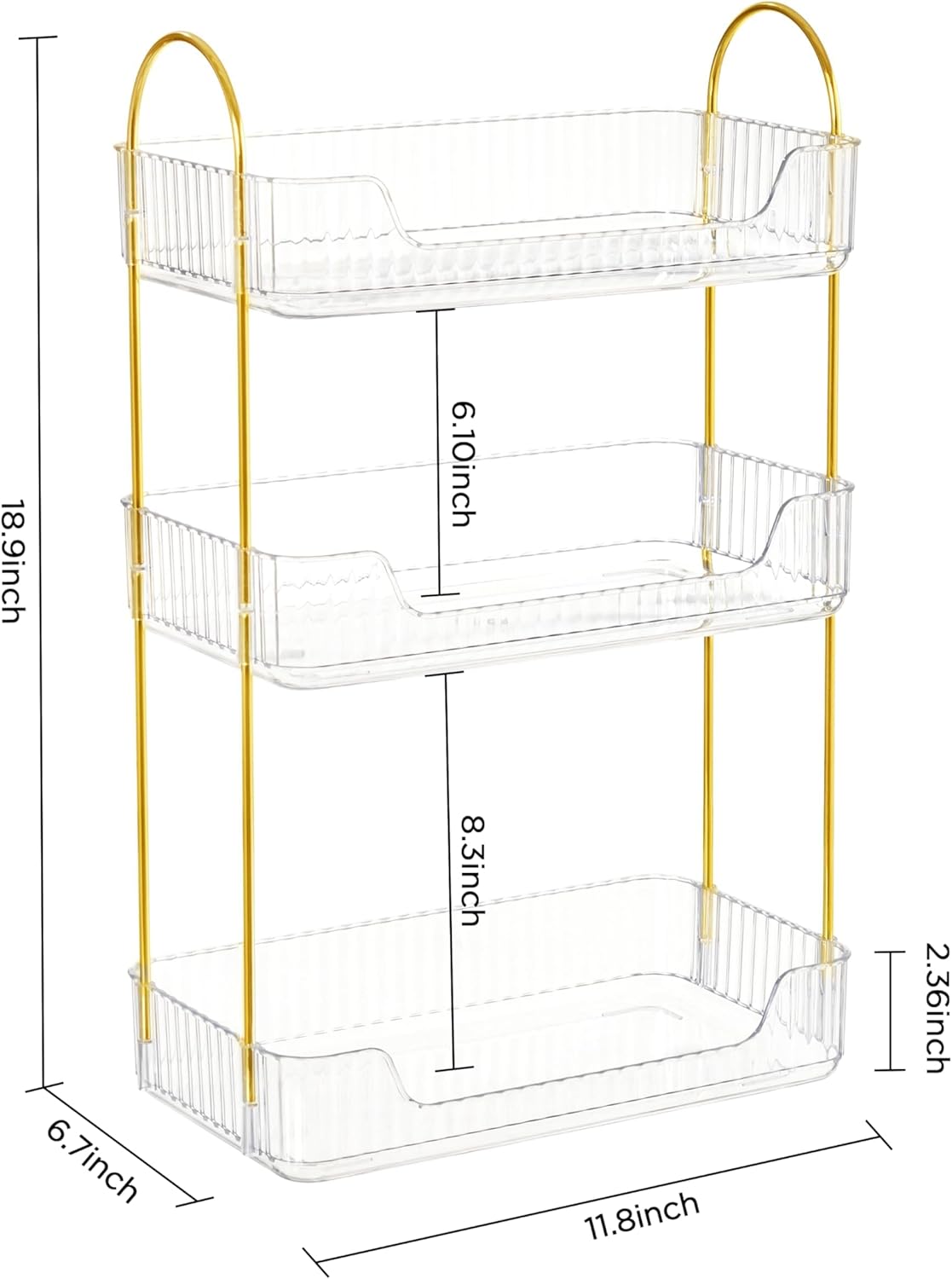 HBlife 3 Tier Bathroom Organizer Countertop, Makeup Organizer Perfume Tray Skincare Organizer for Bathroom, Dresser, Vanity, Clear