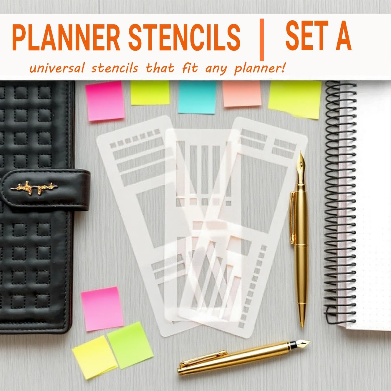 Handmade Flexible Record Template, Planner Stencil Set Compatible with Coils Discs and Rings, Flexible Drawing and Checklist Templates, Set of 3 Pack (C)