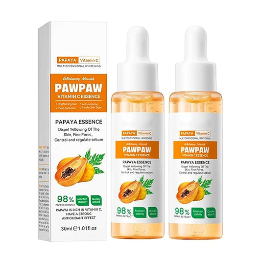 2PC 98% Papaya Extract Vitamin C Nourish PawPaw Essence,Dispel Yellowing Of The Skin, Deep Hydration Fine Pores, Moisturizing Smoothing Facial and Body Skin 60ml / 2.02 fl.oz