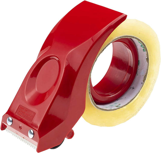 Easy-Mount 2 Inch Tape Gun Dispenser Packing Packaging Sealing Cutter Red Handheld Warehouse Tools