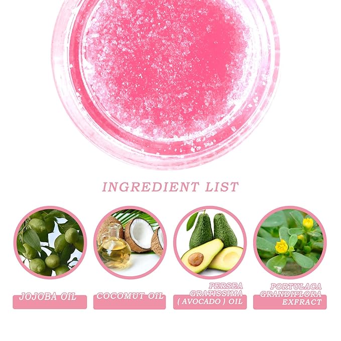 Lip Scrub, Lip Scrubs Exfoliator and Moisturizer with Lip Brush, Natural Gentle Lip Treatment, Peach Sugar Lip Scrub for Dry, Cracked and Dark Lips