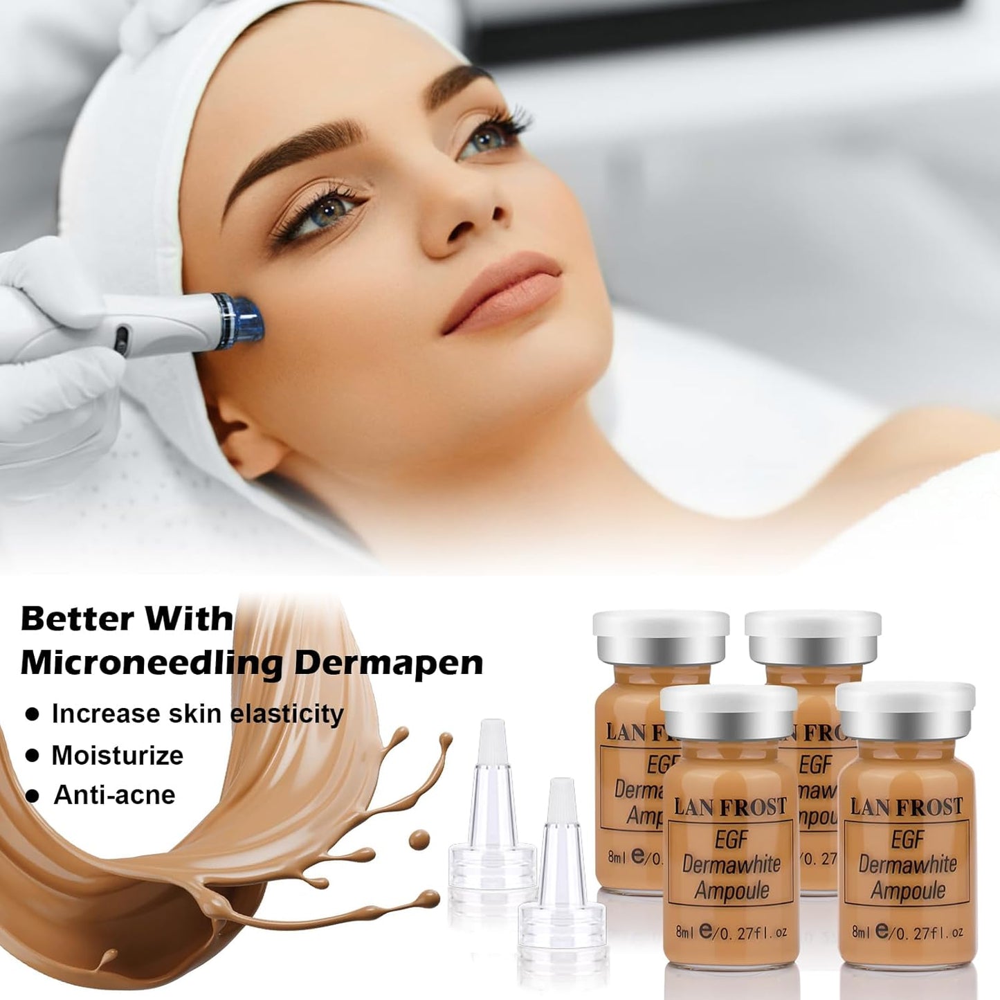 TRESSON BB Facial Glow Serum Starter Kit Hyaluronic Acid Essence Foundation Skin Care Kit 0.27oz 12 Vials, Combined With Niacinamide and Peptides To Skin Tone Anti-Aging Foundation Light Rose