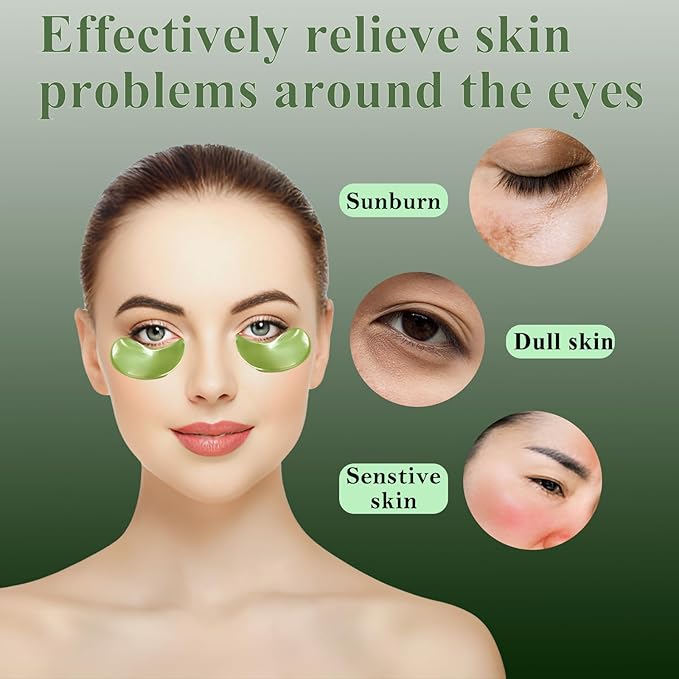 Under Eye Mask - 60 PCS Under Eye Patches, Hydrating Eye Gel Pads for Puffy Eyes, Dark Circles, Eye Bags, Puffiness, Fine Lines and Wrinkles with Pure Natural Extracts Undereye Jelly Mask (Avocado)