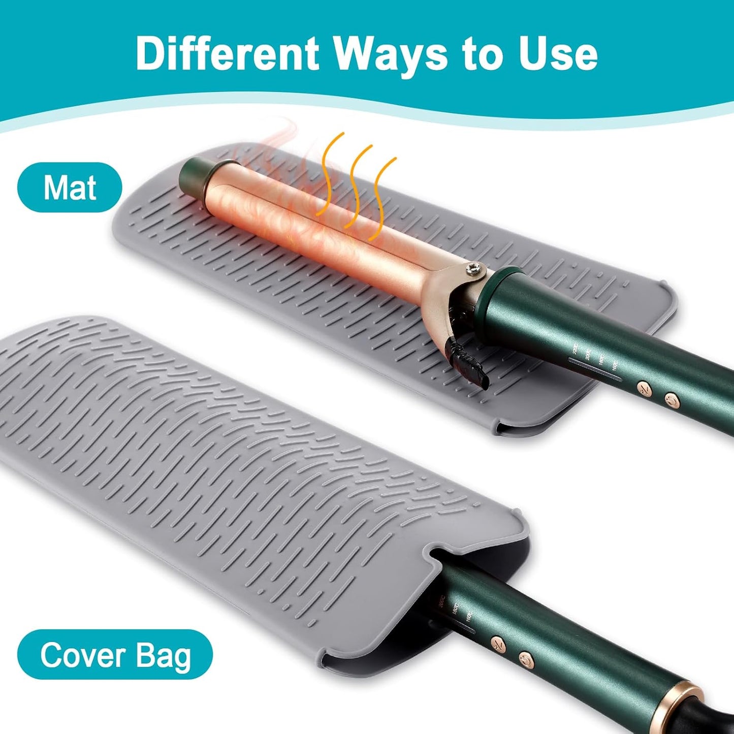 Shappy 2 Pieces Curling Iron Travel Case Cover Heat Resistant Flat Iron Holder Case Sleeve Neoprene Straightener Holder and Silicone Hot Tools Flat Bag(Marble Style)