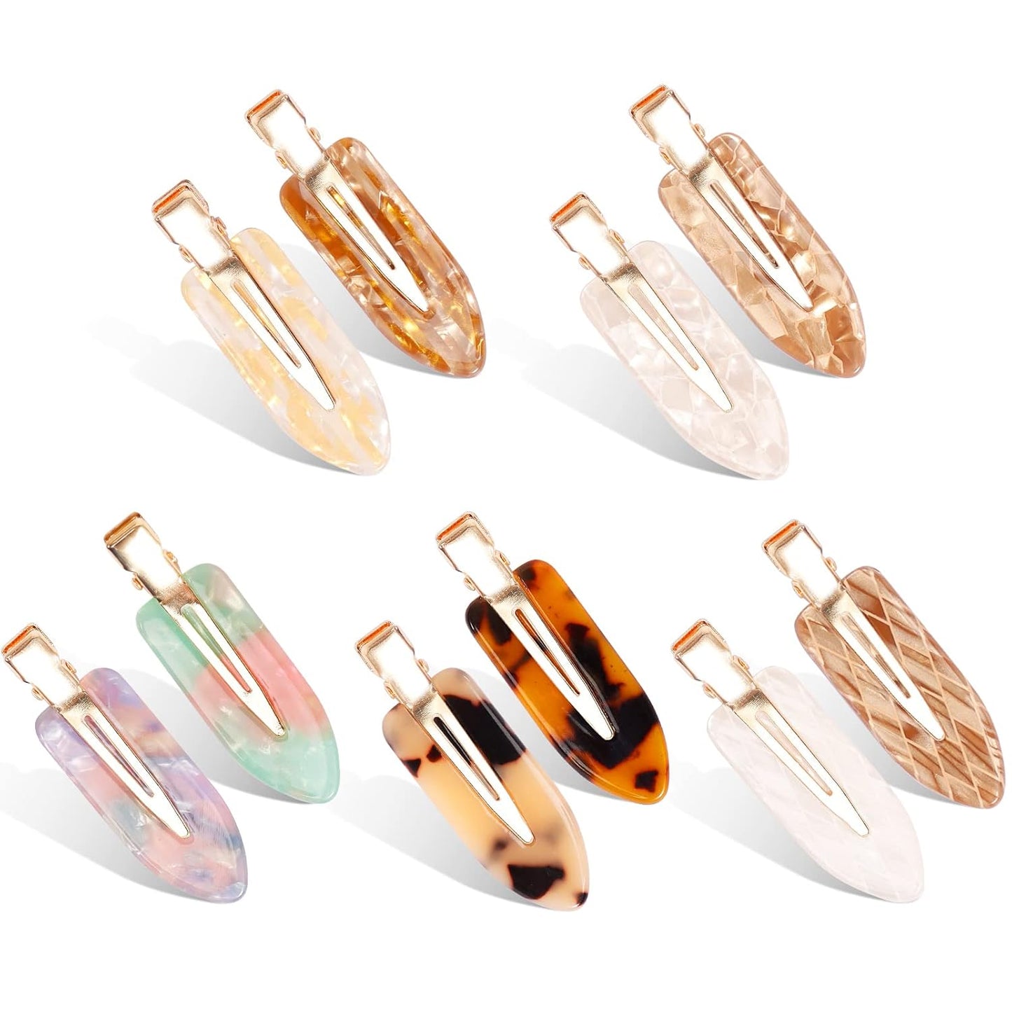 KesaPlan 10PCS No Bend Hair Clips, Acrylic Resin No Crease Hair Clips for Styling, Colorful Creaseless Flat Duckbill Hair Barrette for Makeup Hairstyle Accessories for Women Girls Gifts