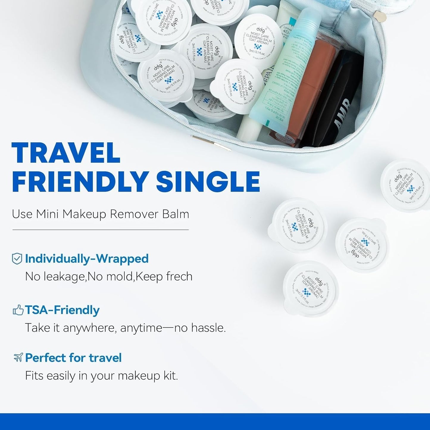 ddg Travel Size Cleansing Balm,Makeup Remover Balm for Sensitive Skin,Vegan,Hydrating Formula with Natural Plant Oils,Individually Wrapped 3ml (10-Pack)