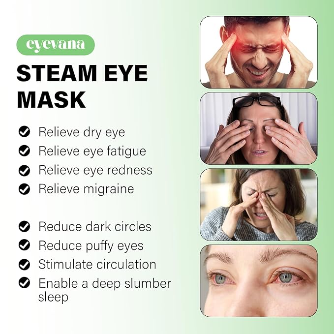 16 Packs Steam Eye Mask, Self Heating Warm Compress for Dry Eyes, Disposable Heated Eye Mask for Sleep, Spa, Travel Essentials & Relaxation Gifts for Women, Stocking Stuffers (16, Unscented)