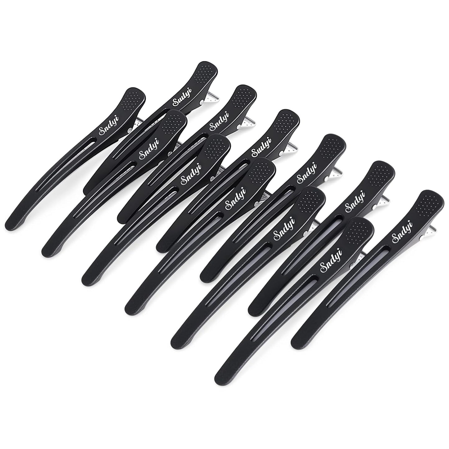 Sndyi Hair Sectioning Clips - Professional Non-Slip Duckbill and Roller Clips for Styling Sectioning, No Crease, 4.3", Black (12 Packs)