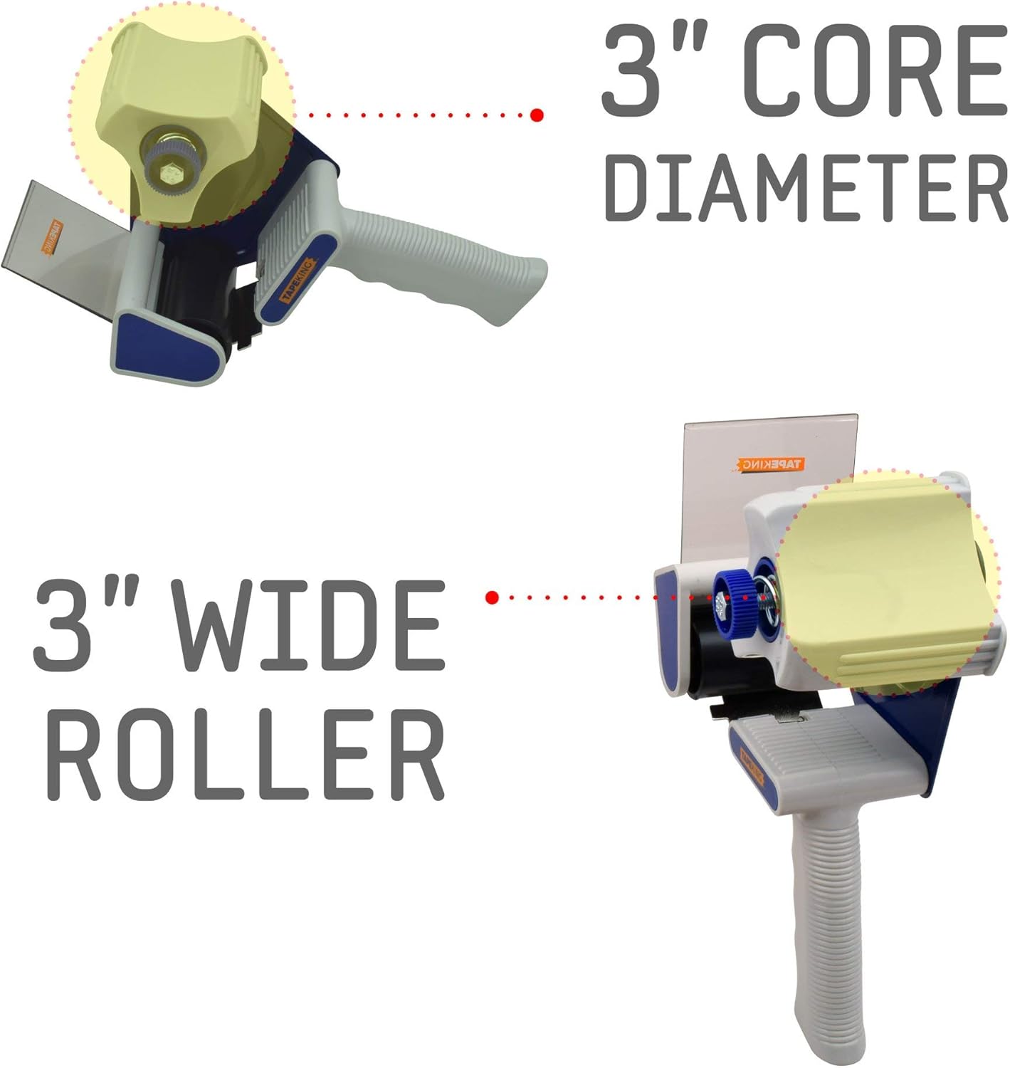 Tape King Packing Tape Dispenser Gun - Handheld Tape Gun with 1 Bonus Clear Packaging Tape (3 Inch Wide) - Shipping Tape for Sealing, Storing, and Moving Boxes, 1 Pack