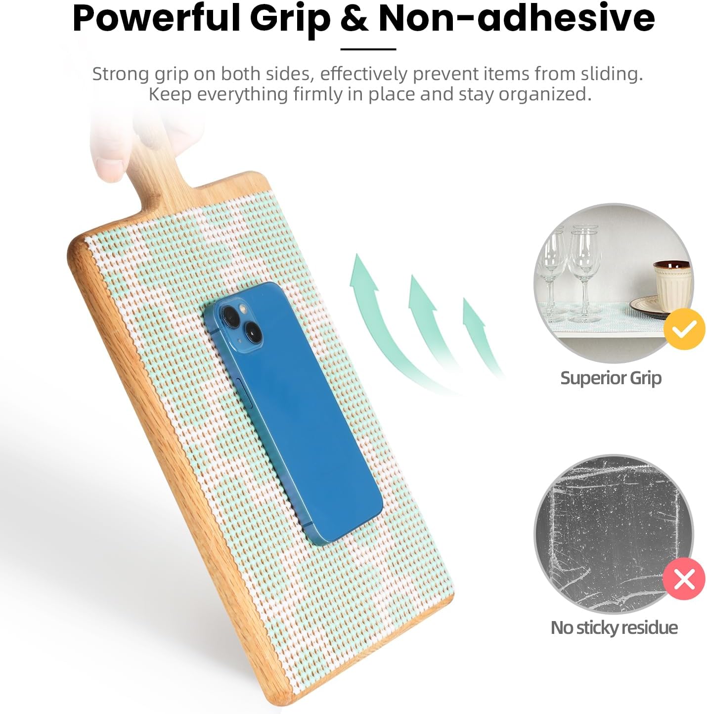 BAGAIL Drawer and Shelf Liner, 17.5 in X 10 Ft Non-Adhesive Shelf Liners for Kitchen Cabinets, Thick Strong Grip Liners for Desk, Shelves, Bathroom Drawers, Cabinet Protection - BlueQuatrefoil