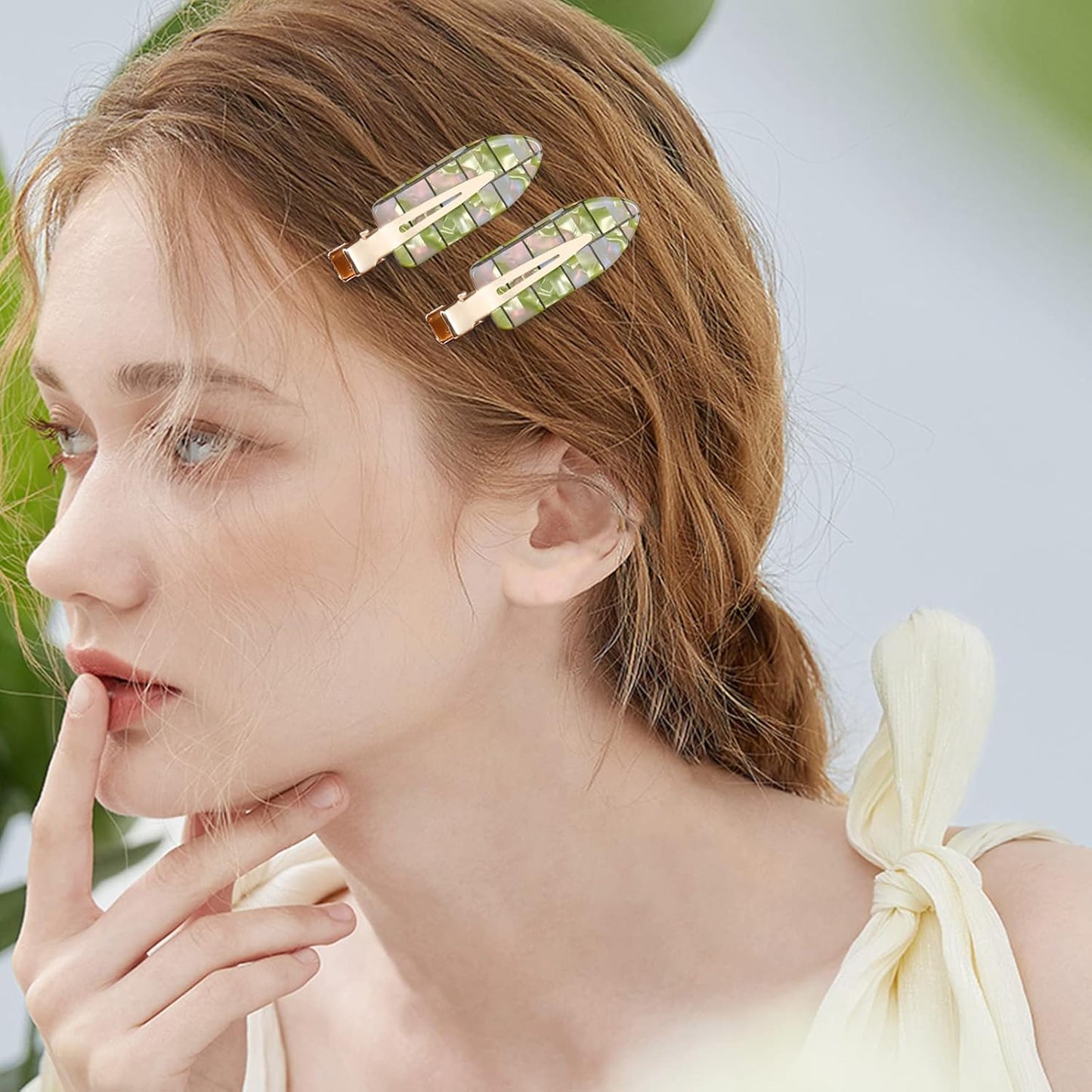 KesaPlan 10PCS No Bend Hair Clips, No Crease Hair Clips for Styling, Acrylic Resin Flat Duckbill Clips, Colorful Bang Seamless Hair Barrette for Women Girls makeup hairstyle Accessories