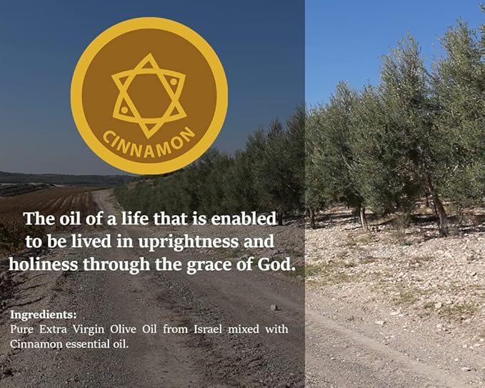 Cinammon Anointing Oil from Israel, Holy Spiritual Oils Bottles from Jerusalem Blessed, Handmade with Natural Ingredients and Blessed for Wedding Ceremony, Religious Use, 3.4 Fl Oz